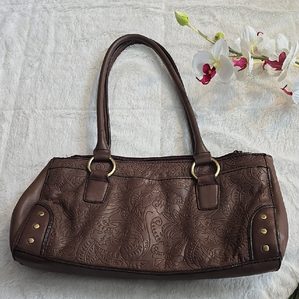Relativity Brown Shoulder Bag with Gold Accents